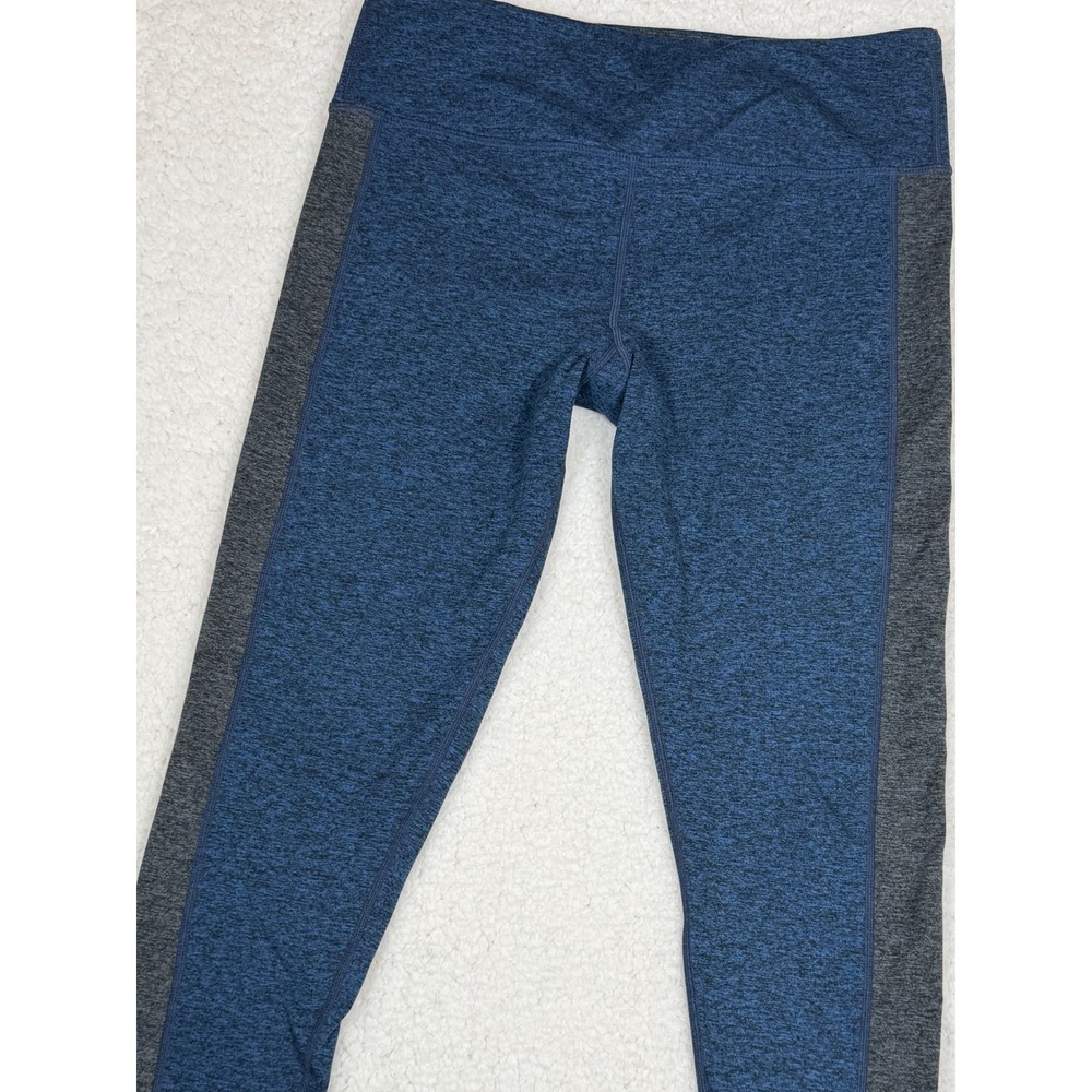 Vuori Womens Large Asymmetric Colorblock Yoga Leggings Blue Heathered